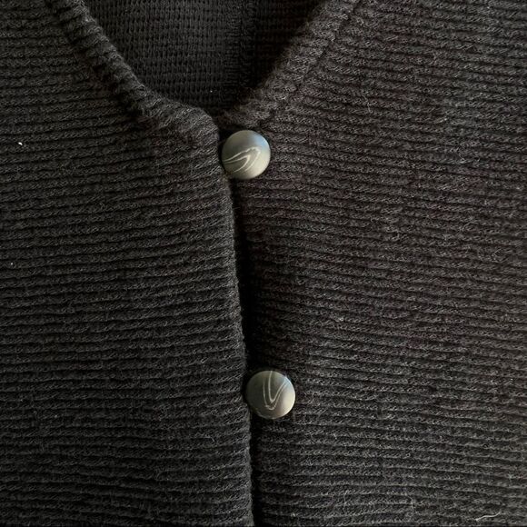 Madewell Black Texture & Thread Button Tie Front Tank Top - Picture 5 of 7